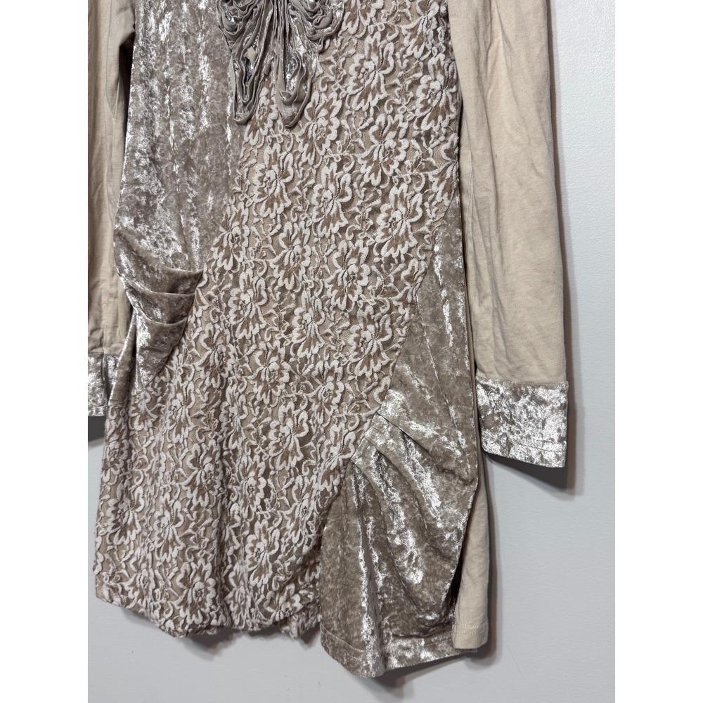 A'Reve Whimsigoth Velvet Lace Tunic Large Indie Fairy Grunge Granola Girl Earthy - Picture 2 of 7